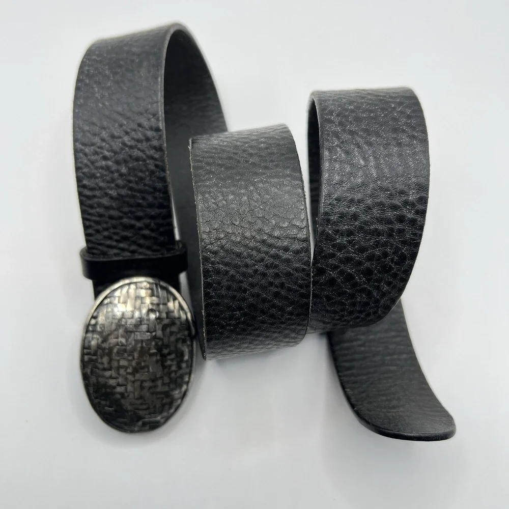 VTG Garuglieri Textured Genuine Leather Fashion Belt Small Black Made In Italy‎